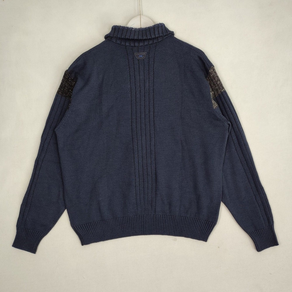 Cortigiani Jeans Mens Navy Blue Wool Blend Quarter Zip Sweater Made in Italy